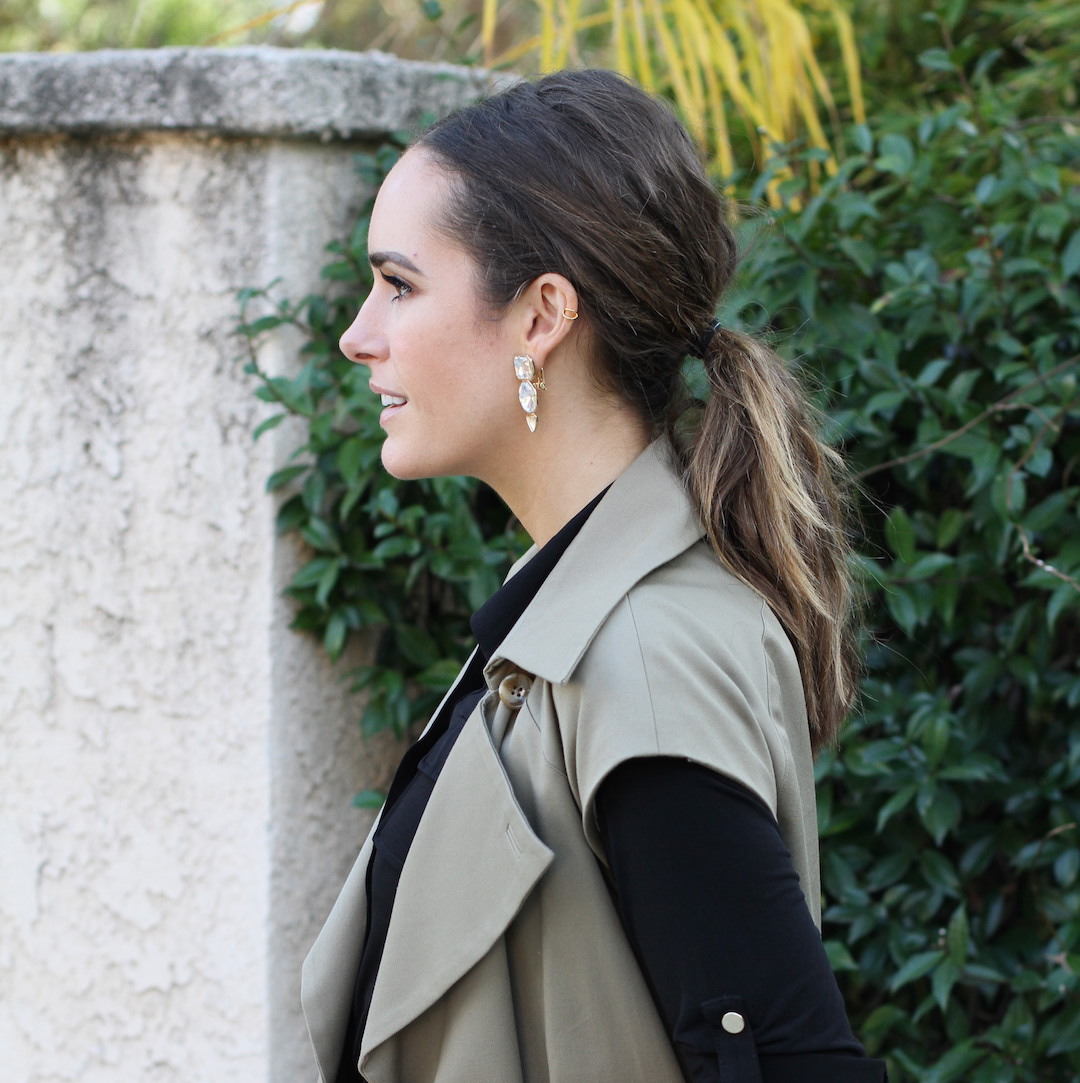 Dress Up A Messy Ponytail With Statement Earrings