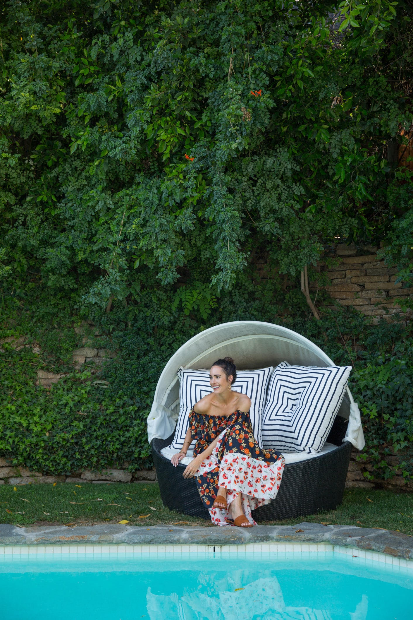 Louise Roe backyard patio with Serena and Lily furniture