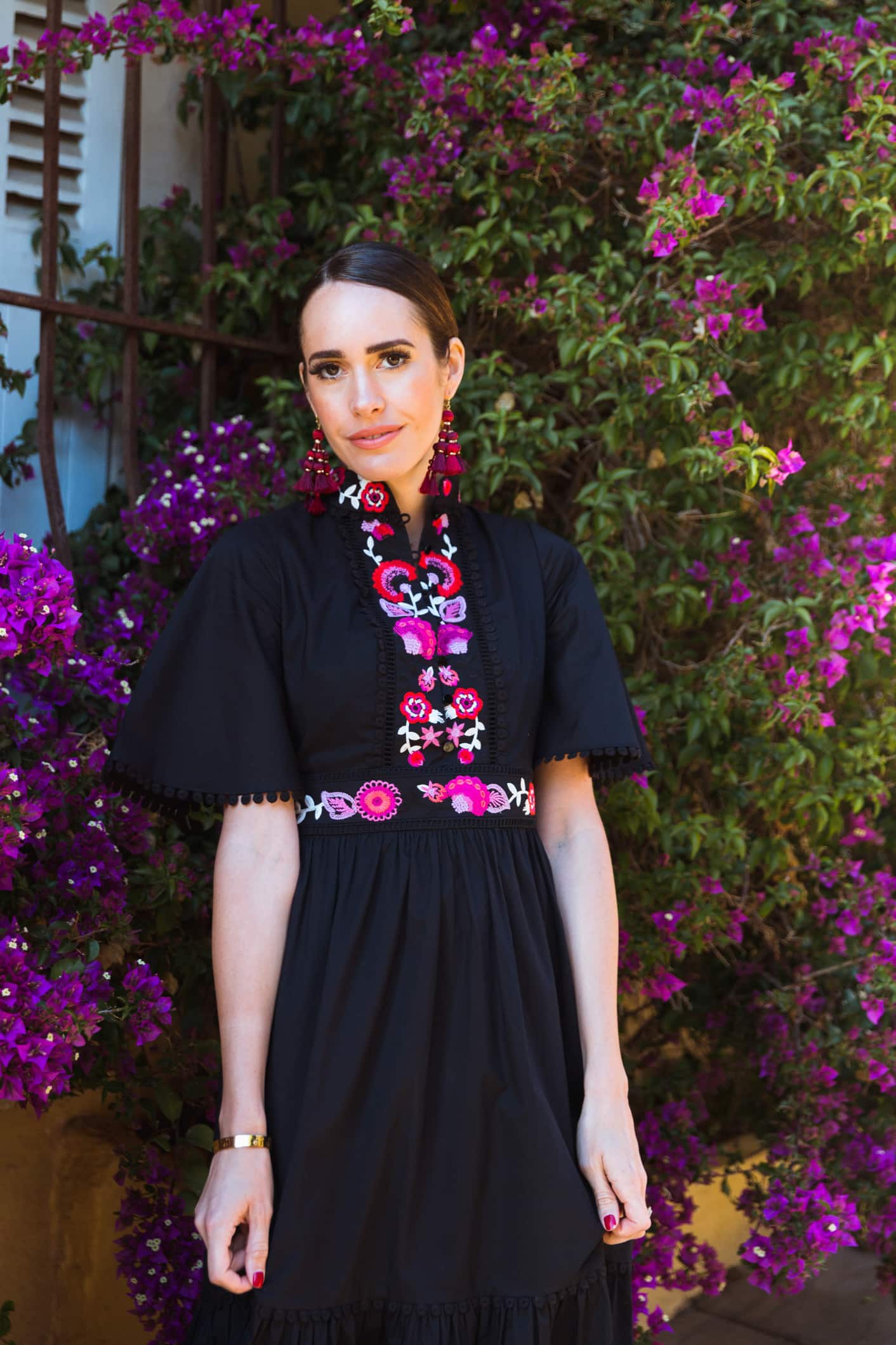 Louise Roe wearing Kate Spade Flamenco trend inspired dress in Cannes