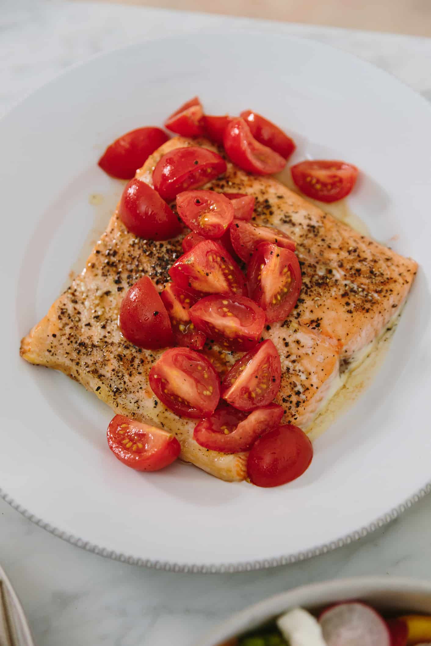 Louise Roe and Gaby Dalkin salmon and tomatoes recipe