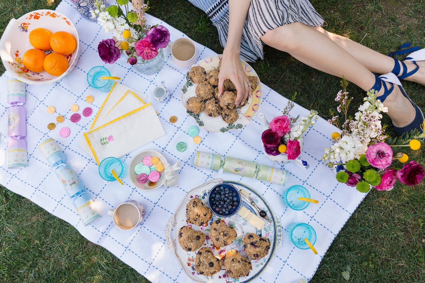 Louise Roe Easter Tea Party With Early Grey Blueberry Muffins And Spring Floral Arrangements