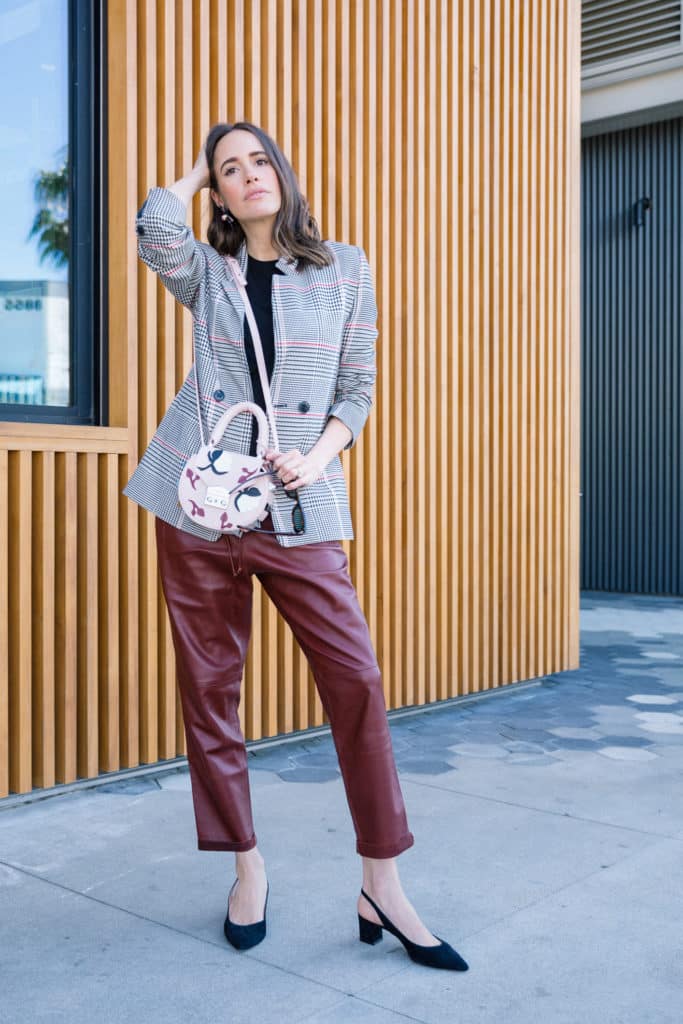 Louise Roe Spring Work Outfit With Leather Trousers Anine Bing