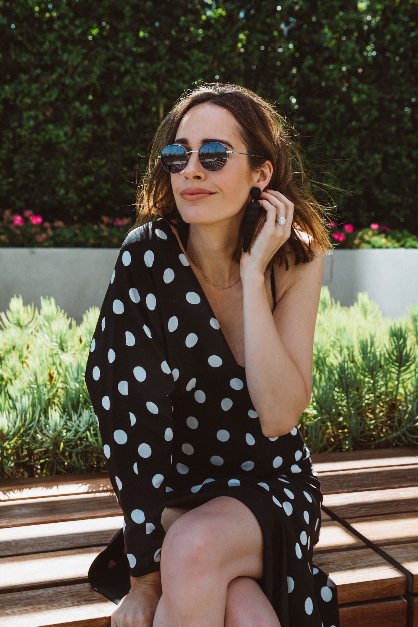 Louise Roe wearing polka dot gown and tips on non-traditional bridal looks ideas