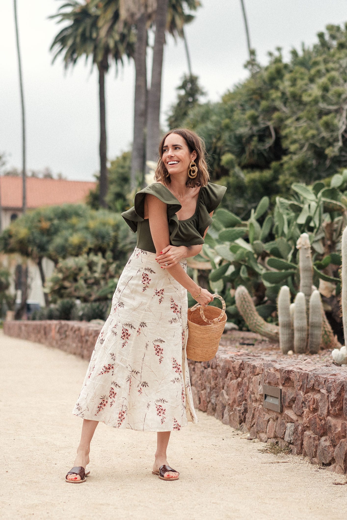 Louise Roe of Front Roe styles Summer midi skirts